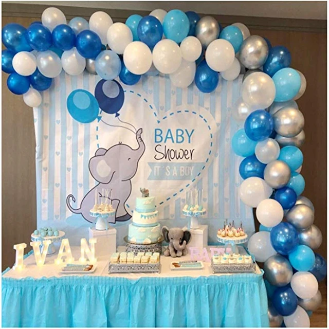 Caja chuches personalizada bautizo elefante globos azul