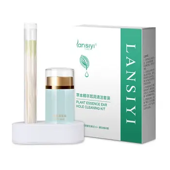 

Pierced Ear Cleaning Set Herb Solution Paper Floss Ear Hole Sterilization Cleansing Aftercare Tools Kit