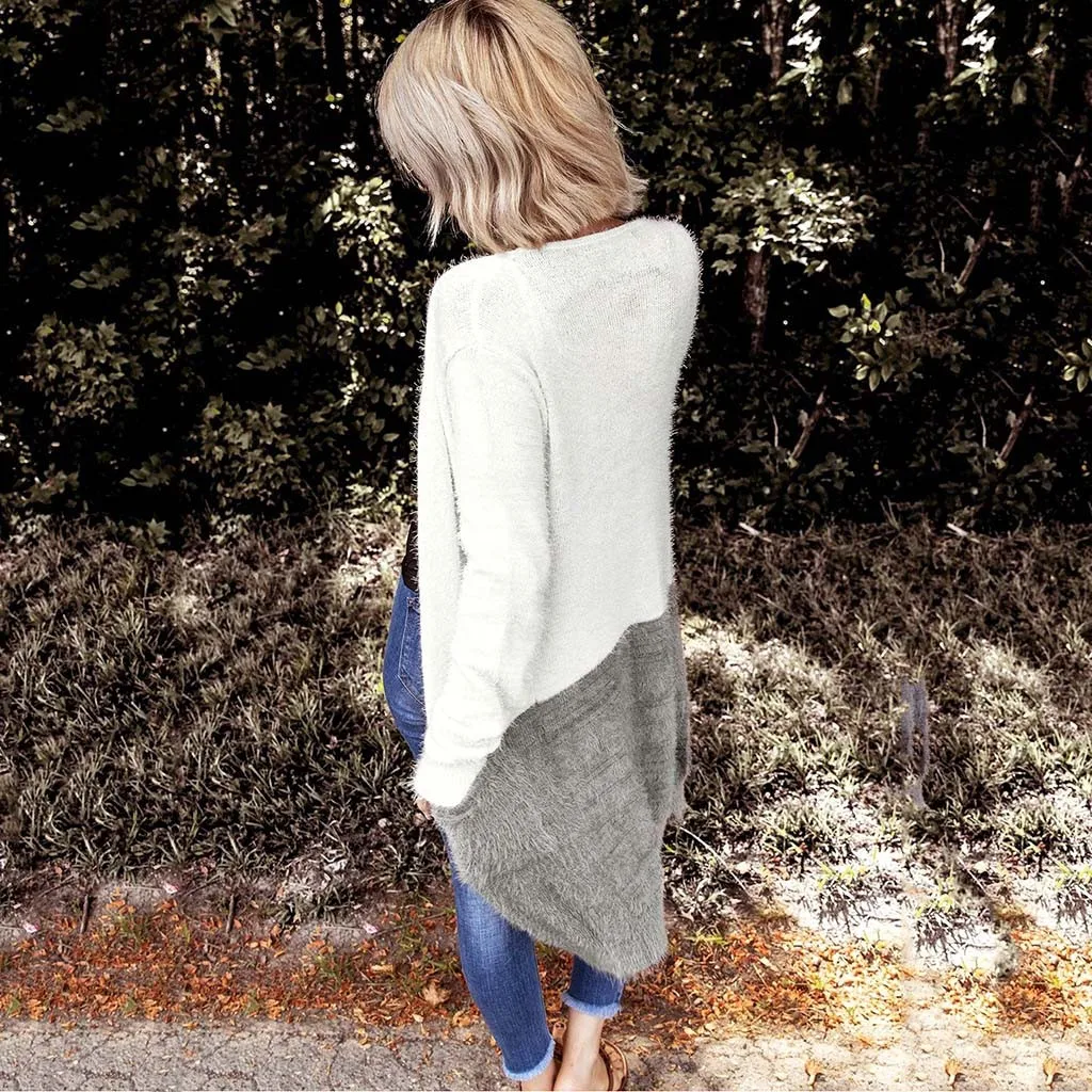 Pull femme nouveaute, женский свитер с длинным рукавом в стиле пэчворк, длинный вязаный кардиган, Рождественский свитер, верхняя одежда, свитер