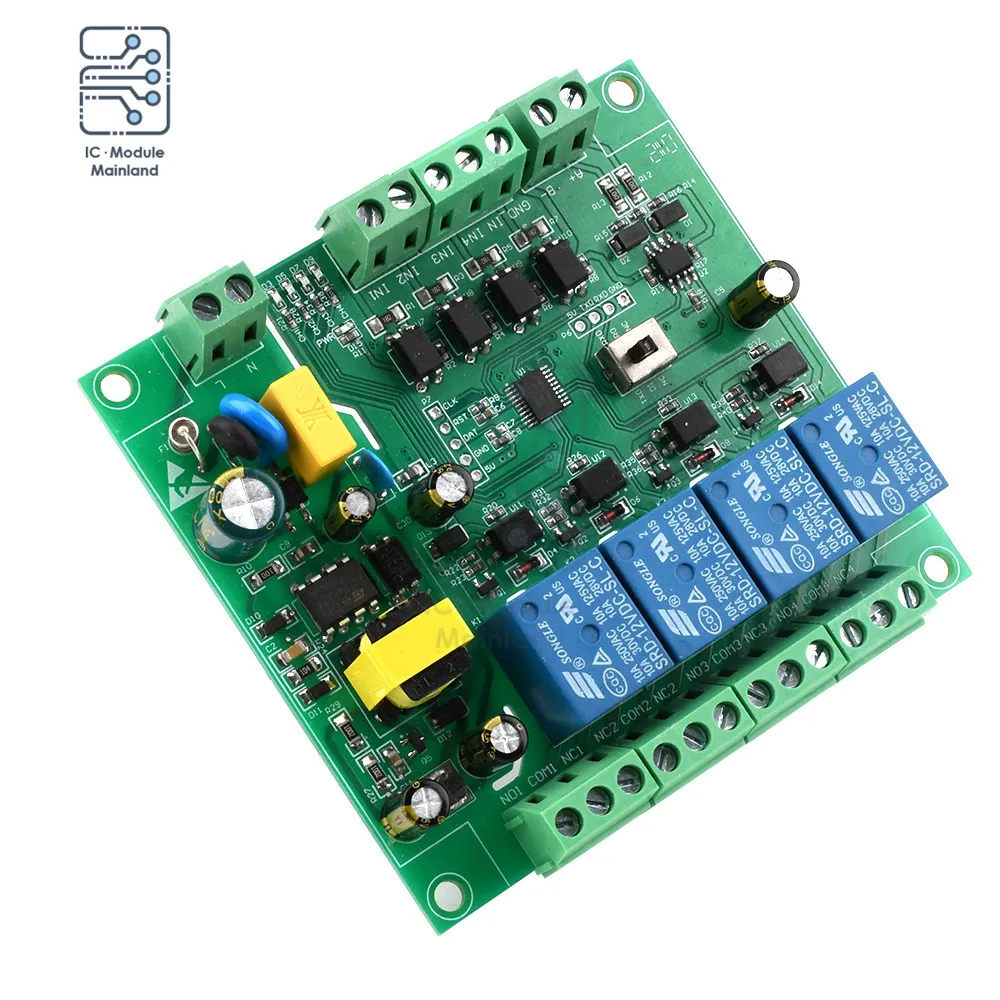 

AC220V 4-Channel Relay Module Modbus RTU Support RS485/TTL UART Interface 9600bps For Digital Quantity Detection Power Control