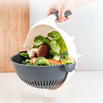 

Multi Manual Slicer Rotate Vegetable Cutter With Drain Basket Multi-function Kitchen Veggie Shredder Grater Slicer Free Peeler