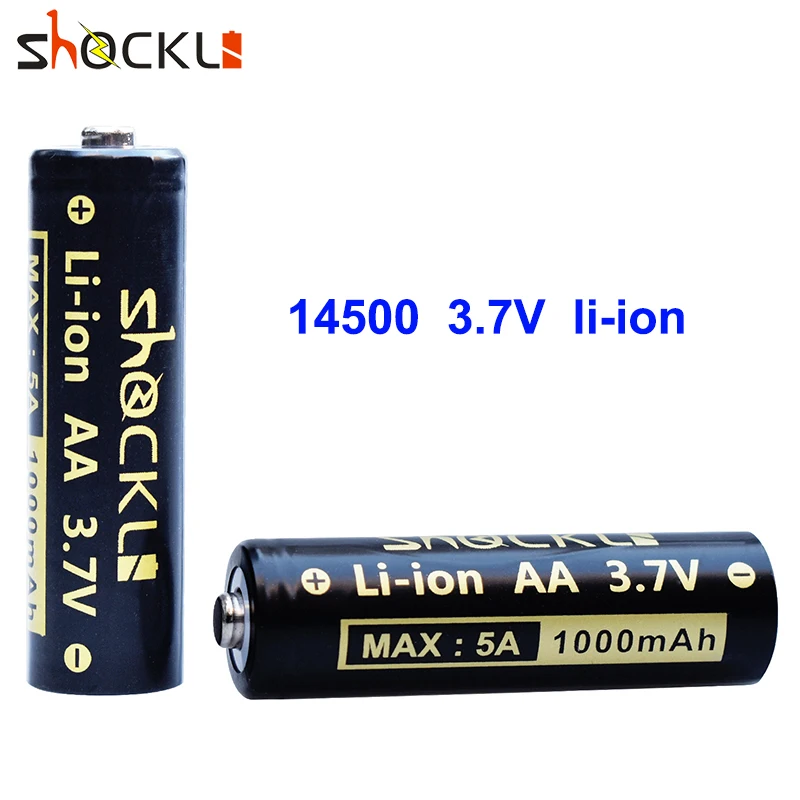 

2-16pcs Shockli 14500 1000mAh 3.7V Li-ion Rechargeable Batteries Lithium CellAA Battery for Led Flashlights, torch