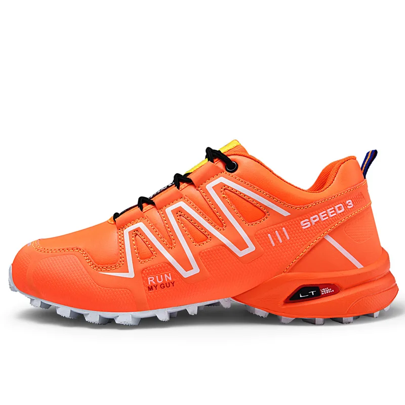 Мужская Уличная походная обувь для альпинизма, спортивные дышащие кроссовки, мужская тактическая обувь для охоты, треккинга, сетчатые Нескользящие кроссовки - Цвет: orange