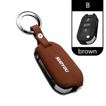 

Key Case Fob Cover Genuine Leather Galvanized Alloy For Peugeot 3008 208 308 508 408 2008 307 4008 Skin Holder 2016 2017 2018