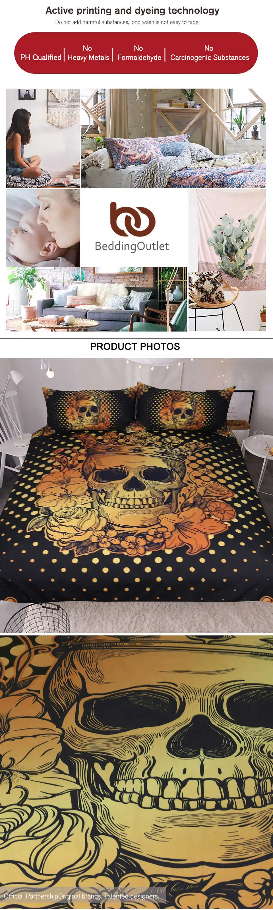 Постельное белье Outlet Sugar Skull queen Комплект постельного белья цветочный Золотой пододеяльник для взрослых черное постельное белье Готическая Корона Роза домашний текстиль