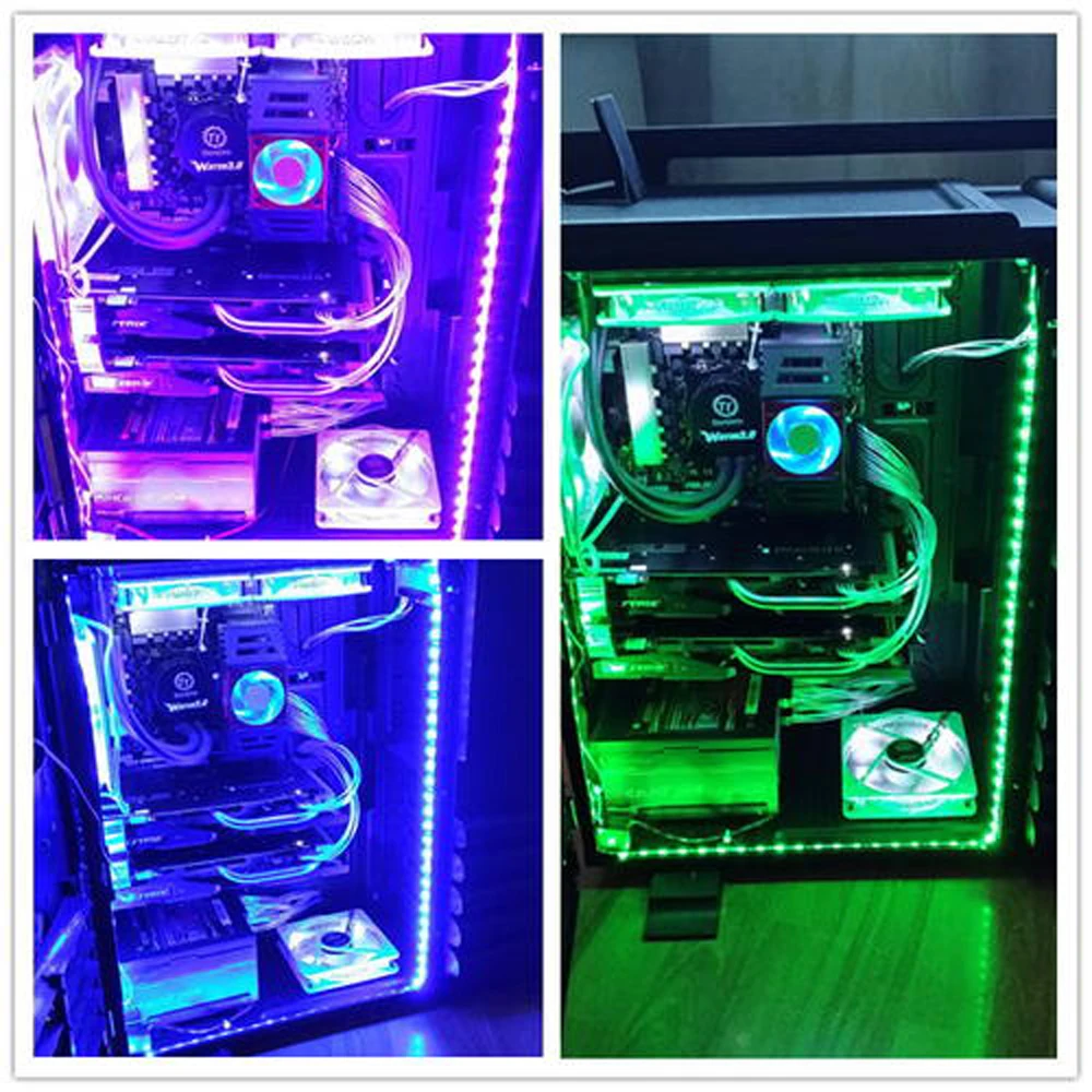 PC 컴퓨터 케이스용 RGB LED 스트립 램프, 12V 4 핀, PC 팬 MSI ASUS Aura SYNC AORUS RGB ADD 헤더, 마더 보드에 조명 제어