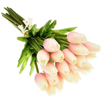 

House 30 Pcs Artificial Tulip Flowers Real Contact Tulips Fake PU Tulip Flower Bouquet for Home Wedding Party Decor