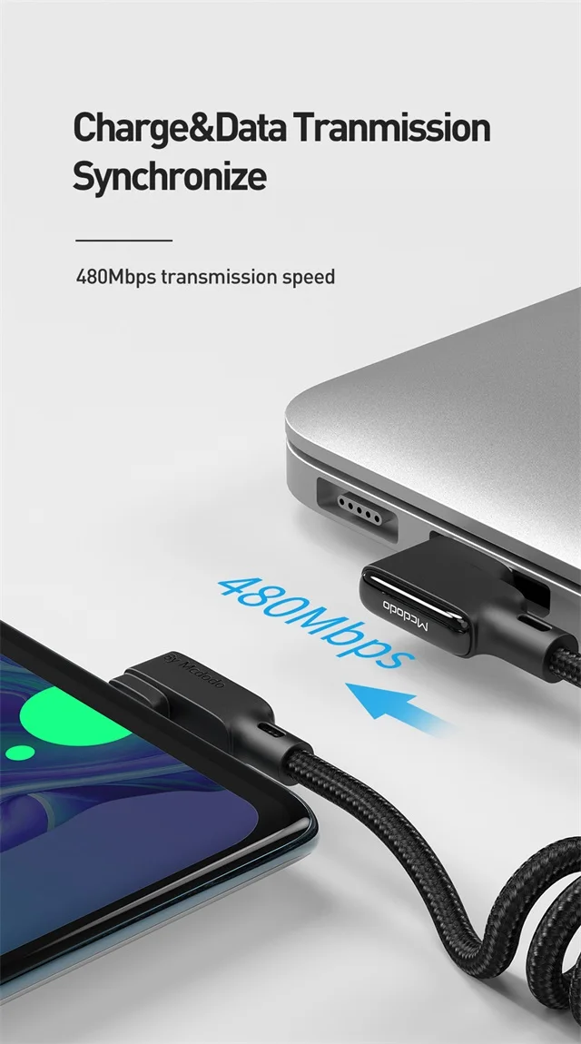 MCDODO 3A 1,8 м пружинный кабель usb type C для зарядки huawei P30 mate 30 samsung S10 Quick Charge 4,0 для iPhone 11 X Шнур зарядное устройство