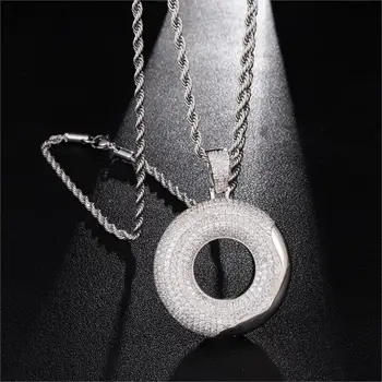 

3MM Hip Hop Bling Iced Out Cubic Zircon CZ Stone Doughnut Pendants & Necklaces Donut Necklace For Men Jewelry With Rope Chain