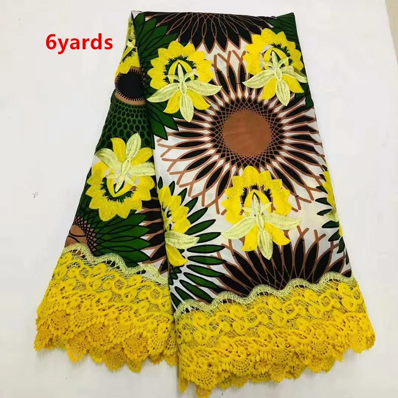 

2020 Newcoming African embroidery wax cloth lace fabric cotton broade wax lace fabric for dress JFDE271
