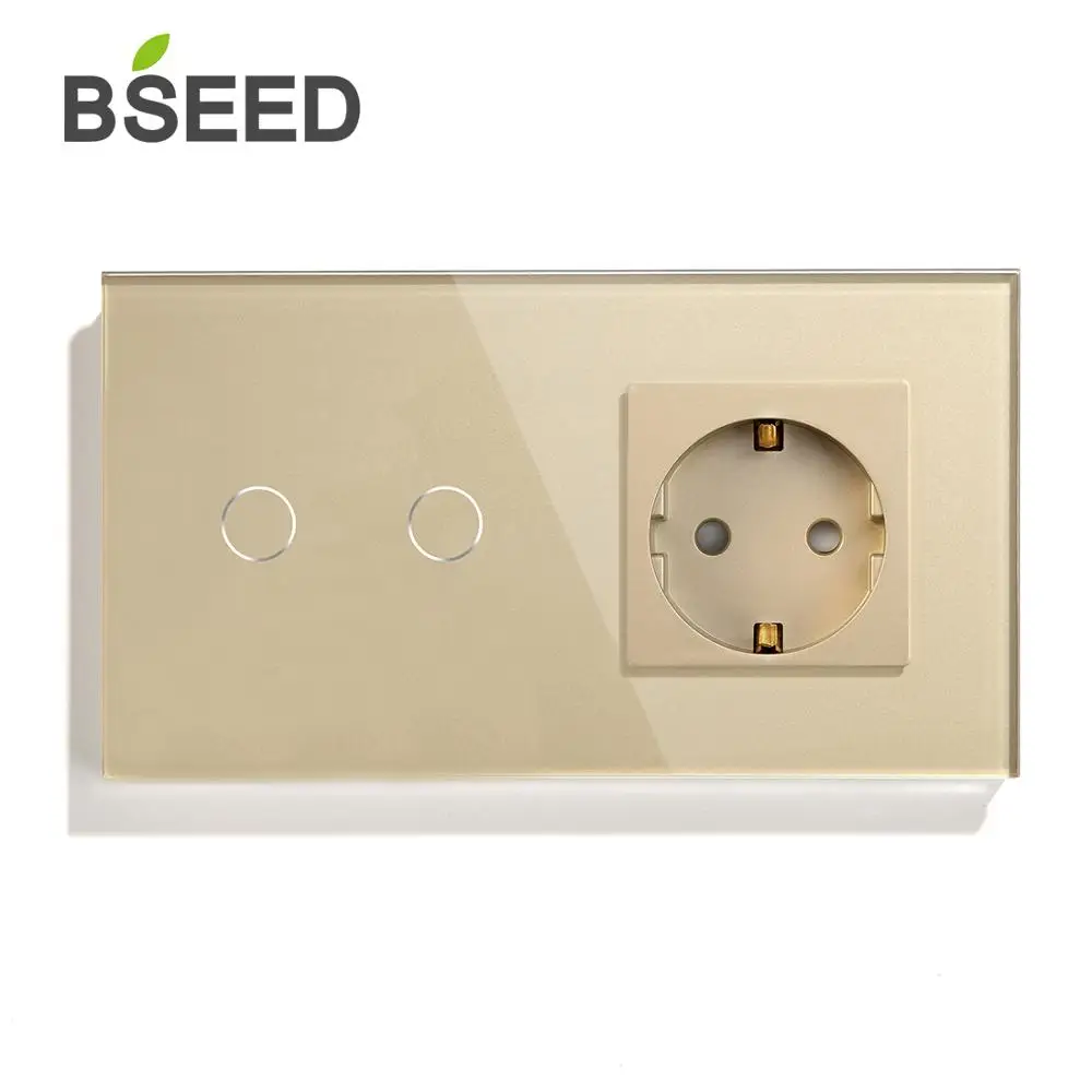 Сенсорный выключатель BSEED 2 клавиши 1 канал евростандарт настенный розетка 3 цвета