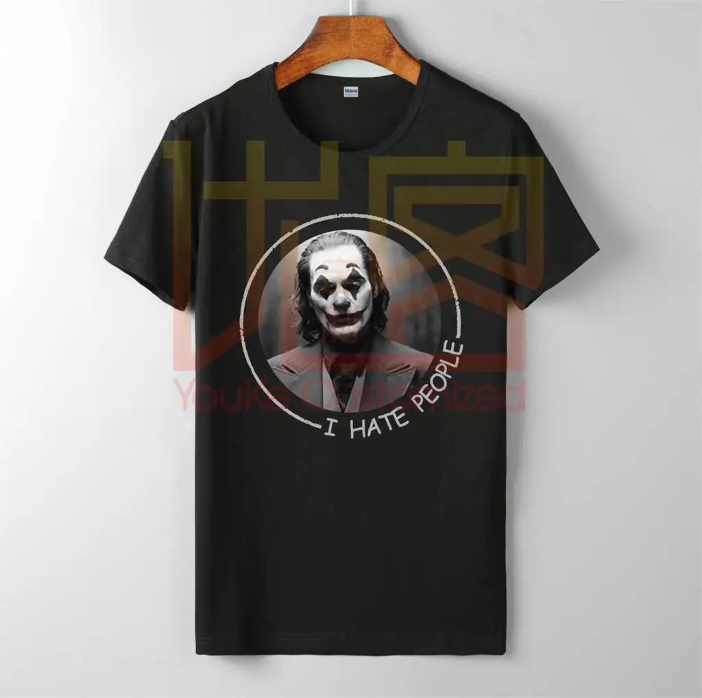 Новинка футболка joker joaquin phoenix i hate people Мужская хит продаж 100% хлопок заказной принт