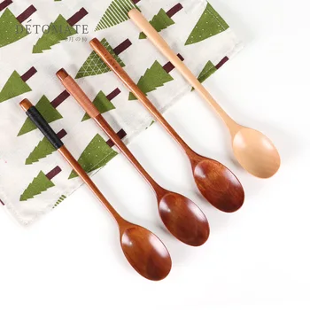 

High Quality Natural Wood Spoon Fork Bamboo Kitchen Cooking Dining Soup Tea Honey Coffee Utensil Tools Soup-Teaspoon Tableware
