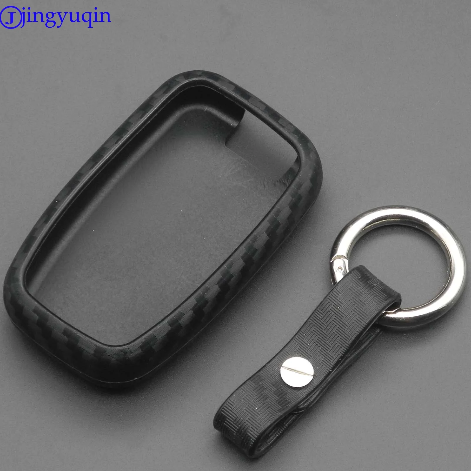 

10x Car Key Case Cover For Hyundai Solaris Santa Fe Tucson Elantra Verna Carbon Fiber Pattern Silicone Key Ring Shell Fob