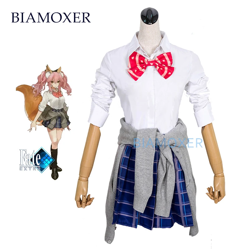 FGO Fate Grand Order Fate EXTELLA CCC tamamo no Mae Maid JK школьная форма рубашка кардиган платье ушной хвост аниме костюмы для косплея
