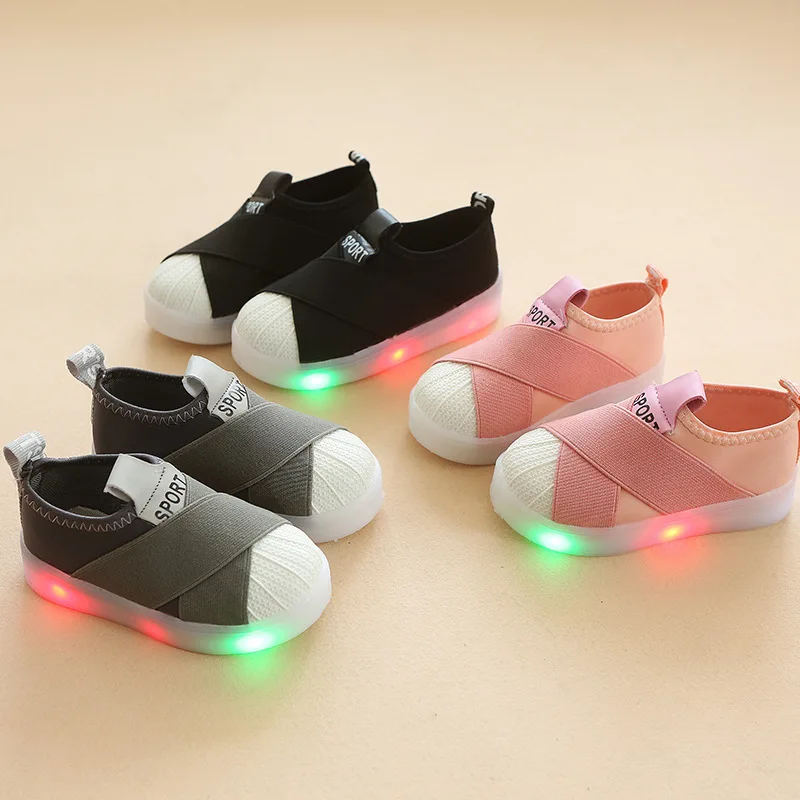 

2019 Ball-Children Sports Shoes LED Lighting Girls Shining Shell Head BOY'S Flash CHILDREN'S Shoes