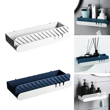 

Non-stick Paste Rectangular Wall Hanging Drain With Hook Kitchen Seasoning Bottle Sundries Rack Bathroom Toiletries Storage Rack