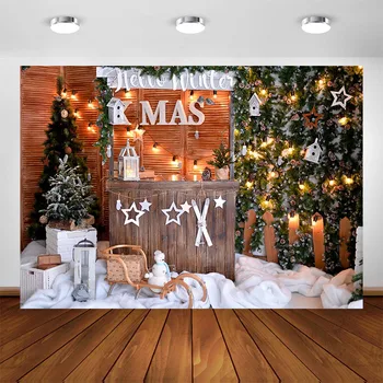 

Christmas Backdrops for Photography Winter Pine Snow Xmas Light Child Kids Photo Background for Photocall Photo Studio