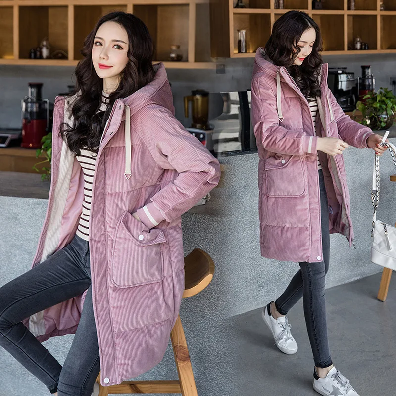 

Western Style Cotton-padded Clothes WOMEN'S Dress Mid-length 2019 Winter New Style Fashion Korean-style Hooded Cotton-padded Jac