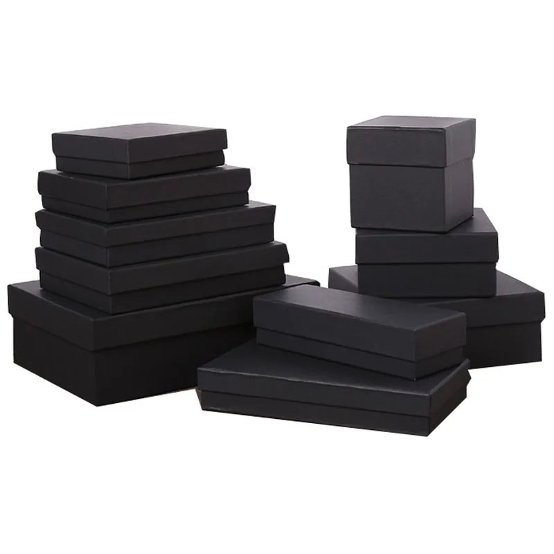 

20pcs/lot Black Paper Box For Jewelry Sets Packaging 12x14cm 14x18cm Storage Box Gift Wallet Event Party Paper Carrying Cases