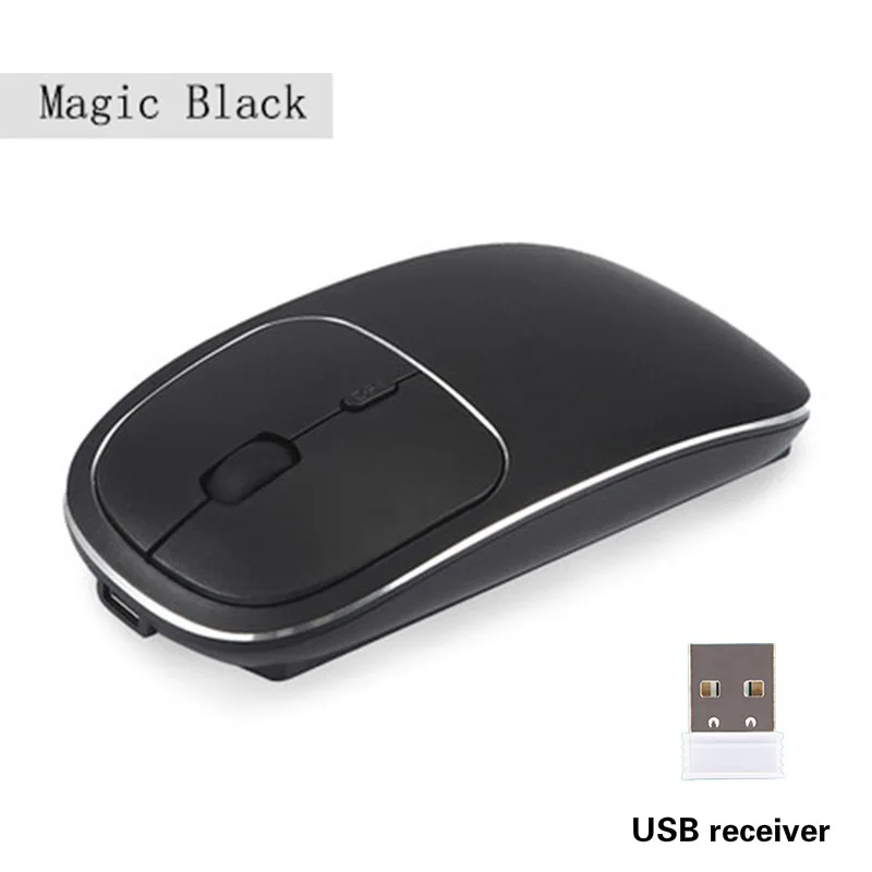 1600 dpi USB оптическая беспроводная компьютерная мышь 2,4G приемник очень тонкая мышь для ПК ноутбук стильный алюминиевый сплав длительный срок службы - Цвет: magic black  1