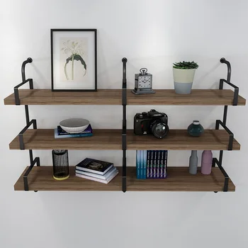 

Solid wood wall decorative racks wrought iron wall hanging wall rack living room bedroom word partition frame rack