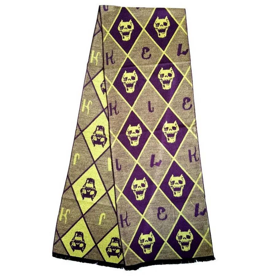 Anime jojo bizarro adventure scarf kira yoshikage cotton halloween scarf skull cosplay accessory attire woman present jpjo