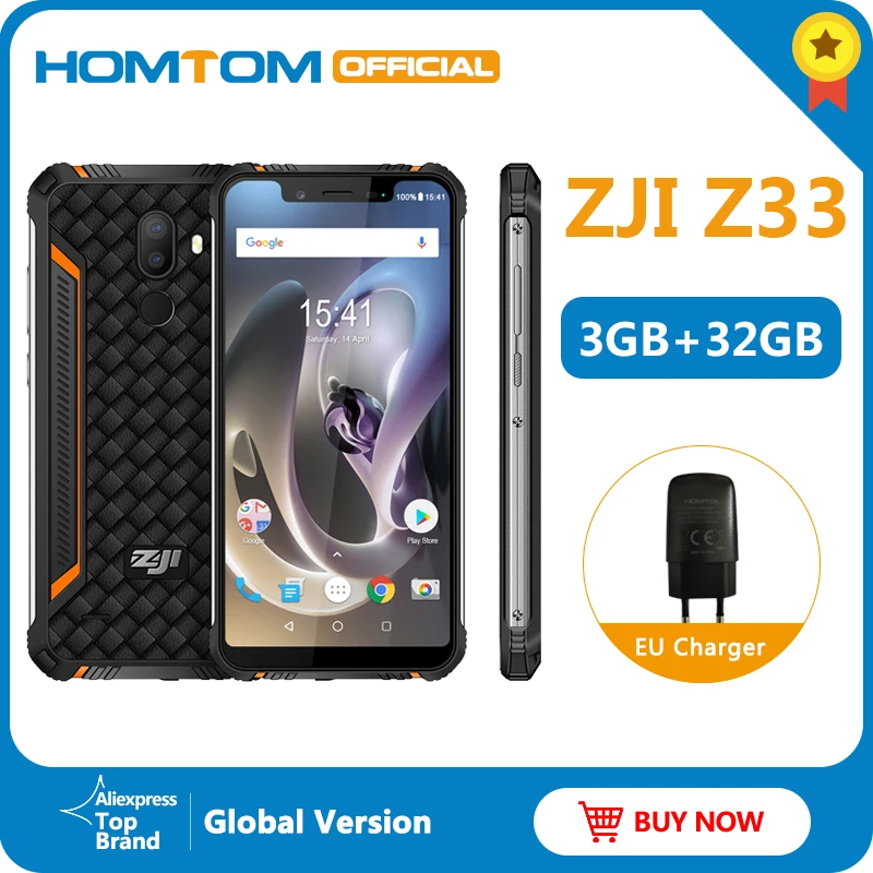 Pаспродажа Оригинал waterproof ZJI Z33 IP68 водонепроницаемый телефон Android 8.1MTK6739 3 + 32 ГБ 4600 мАч 5,85