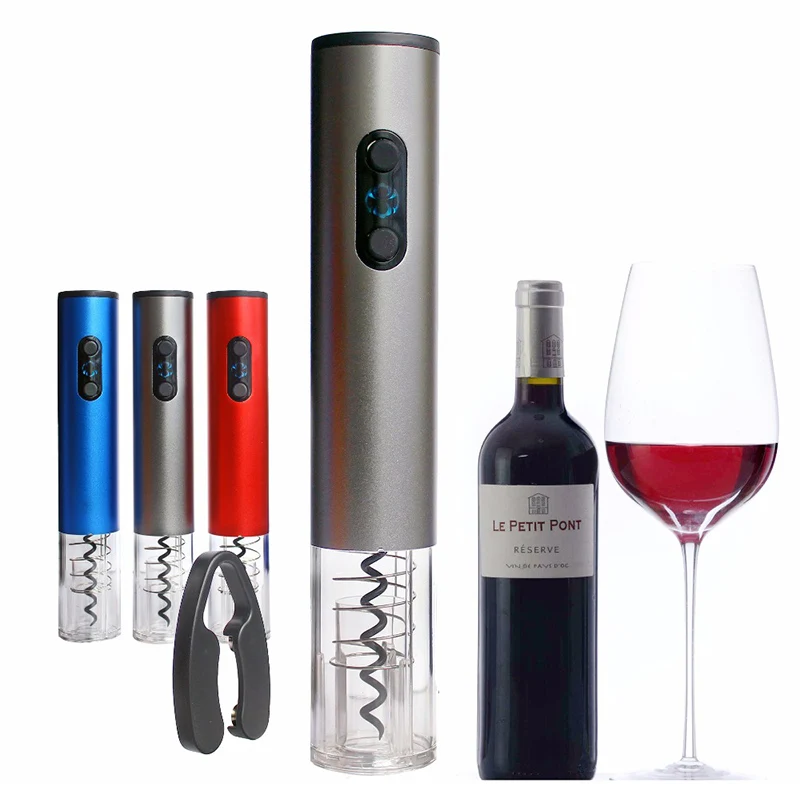 

Rantion Electric Wine Openers Dry Battery Automatic Bottle Opener Corkscrew with Foil Cutter and Vacuum Stopper Kitchen Tools