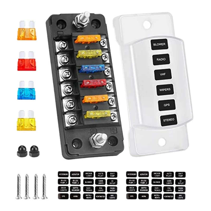6 Way Independent Positive and Negative Long Non Lighted Fuse Box