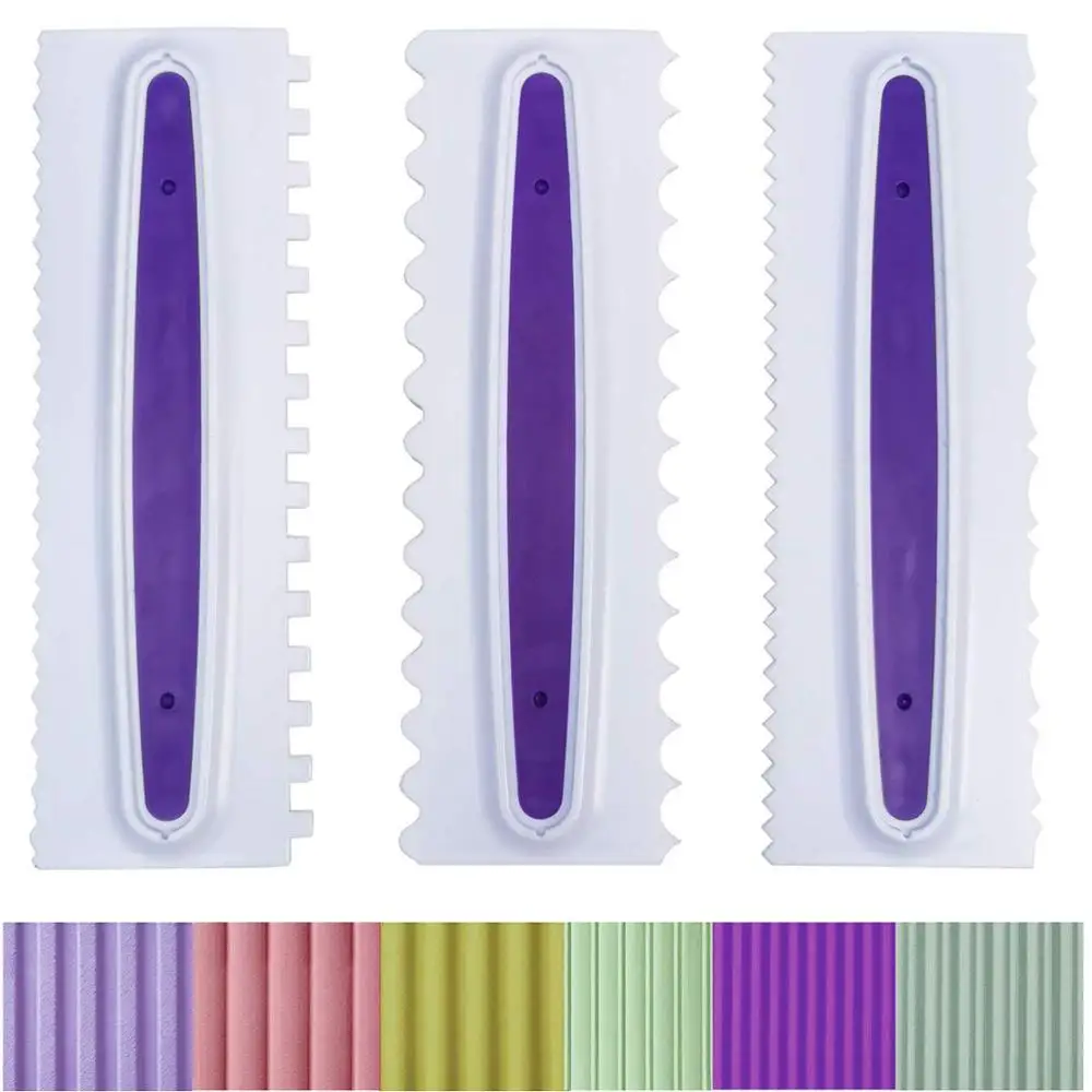  3pcs/pack Icing Smoother Comb Plastic Sawtooth Cake Scraper Polisher Smoother Decorating Mousse But