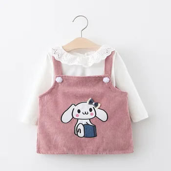 

2020 Spring Baby Girls Sets Wholesale Small Dog Embroidered Dress and T Shirt