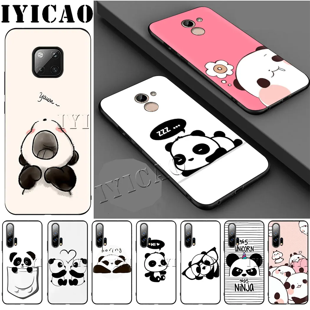 IYICAO cute panda Novelty Soft for Huawei Y5 Y6 Y7 Y9 Prime Mate 10 20 30 Pro Lite Nova 2i 2 3 3i 4 Cover |