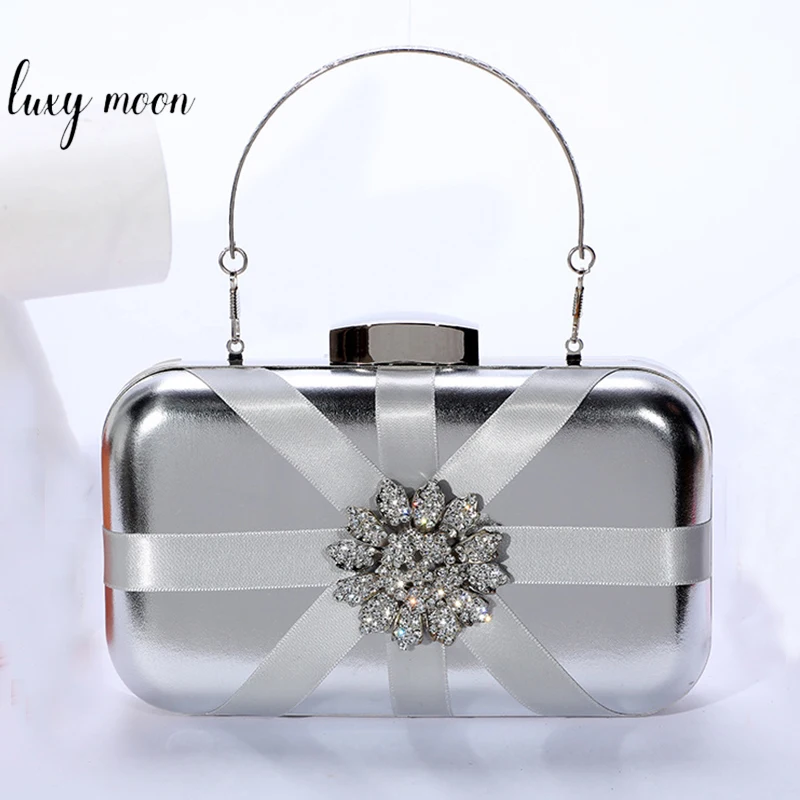 Wedding Clutch Evening Bag Silver Crystal Women's Purse With
