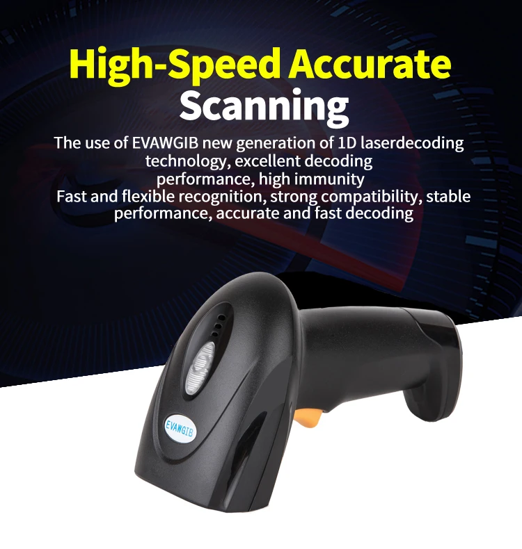 USB 1D Laser Barcode Scanner Wired Handheld Automatic Bar Code Reader Black for Store Supermarket Warehouse 3d scanner for 3d printer