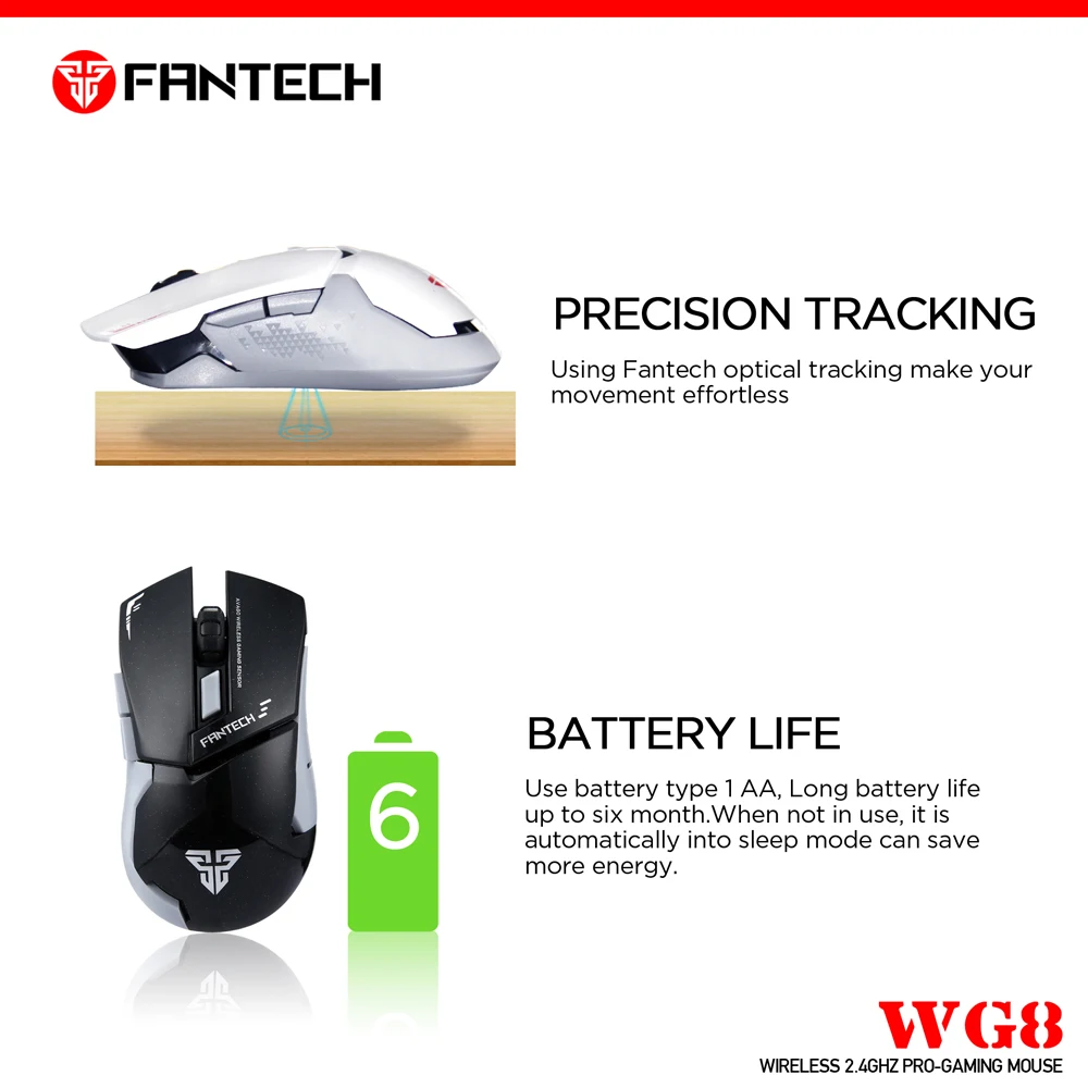 FANTECH WG8 2,4G беспроводная мышь 6 кнопок 2000 dpi игровая мышь беспроводная мышь с приемником USB для ПК ноутбука