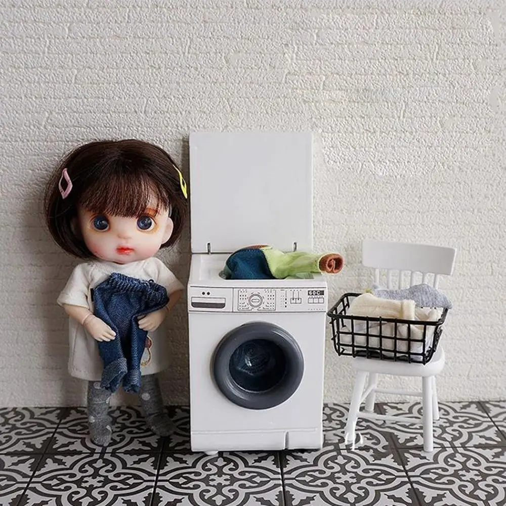 NEW 1:12 Miniature Washing Machine Mini Dollhouse Furniture for Blyth Barbies OB11 BJD Doll House Play Toys Accessories 5