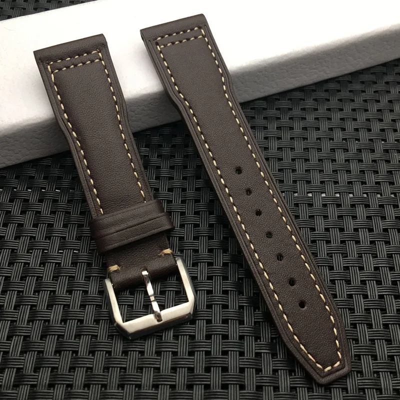 20 мм 21 мм люксовый бренд телячья кожа ремешок для часов IWC Pilot Mark XVII IW327004 IW377714 ремешок для часов - Цвет ремешка: Brown strap