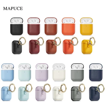 

Case with buckle For AirPods 2 1 Case Leather Earphones Accessories Anti-lost Rope Protective Headphone Cover