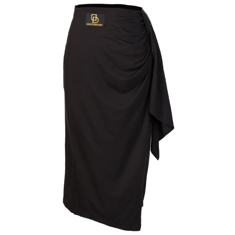 Высококачественная черная юбка с разрезом, костюмы для латинских Танго, сценических танцев, для взрослых и женщин, для практики румаб/циакиа/платье для самбы B0178 - Цвет: Черный