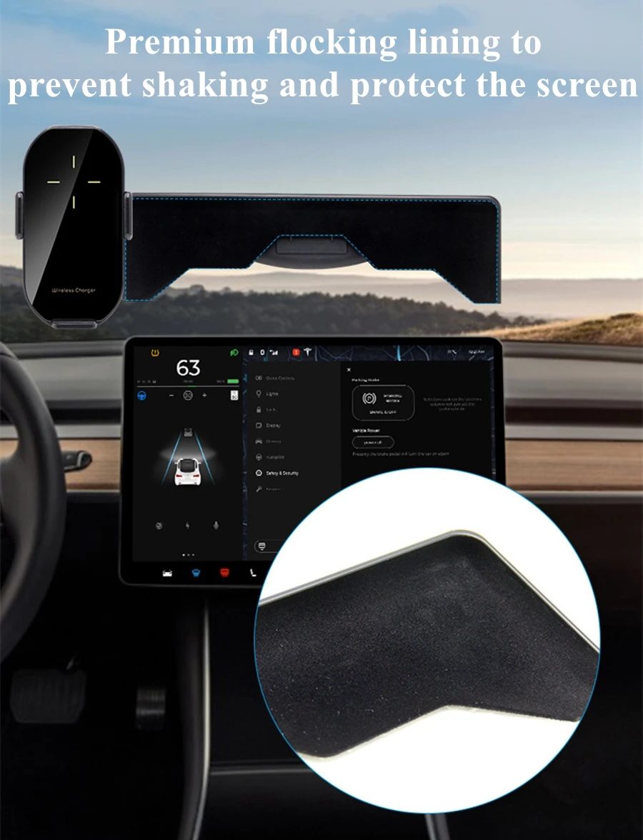 Multifunction Cellphone Mount Wireless Charger for Tesla Model 3 Model Y Monitor Fixed Clip Safety Cellphone Holder Stand Silent Multifunction Cellphone Mount Wireless Charger for Tesla Model 3 Model Y Monitor Fixed Clip Safety Cellphone Holder Stand Silent