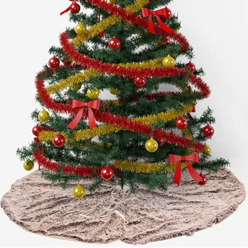 

Large Size 120cm Christmas Tree Skirt Long Fur Plush Pure Brown Carpet New Year Decoration Navidad Noel Rug Xmas Cover STGM01