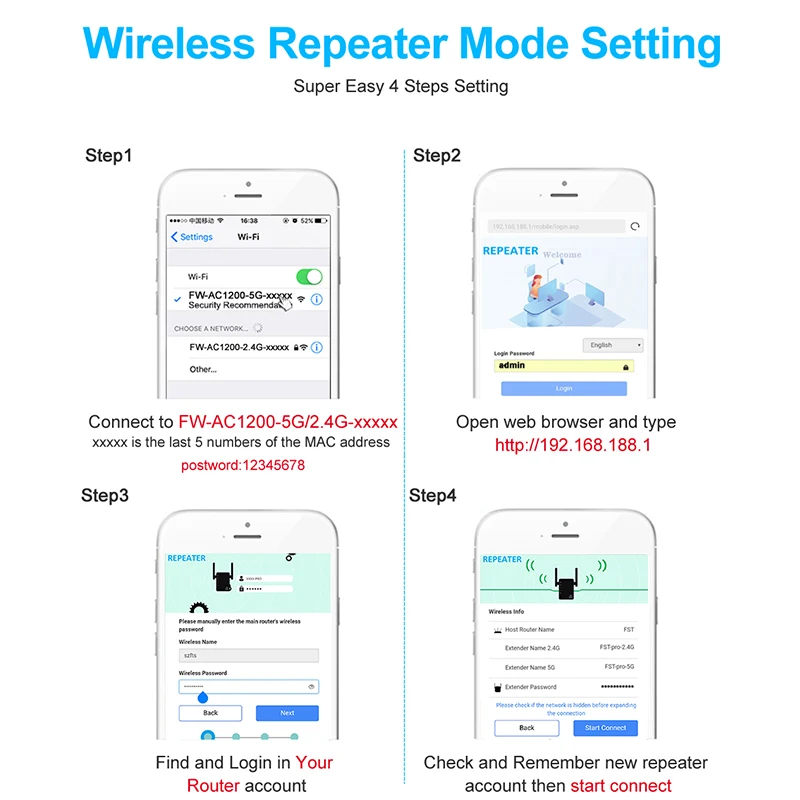 TIANJIE 300Mbps Wireless 2.4G 5G WiFi Repeater Extender 1200Mbps Wi-Fi Amplifier Booster Repetidor Reapeter Access Point