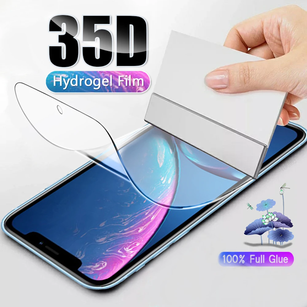 9D мягкий полный Чехол для iphone 6 6s 7 8 plus 11 pro max xr x xs Гидрогелевая пленка защитная