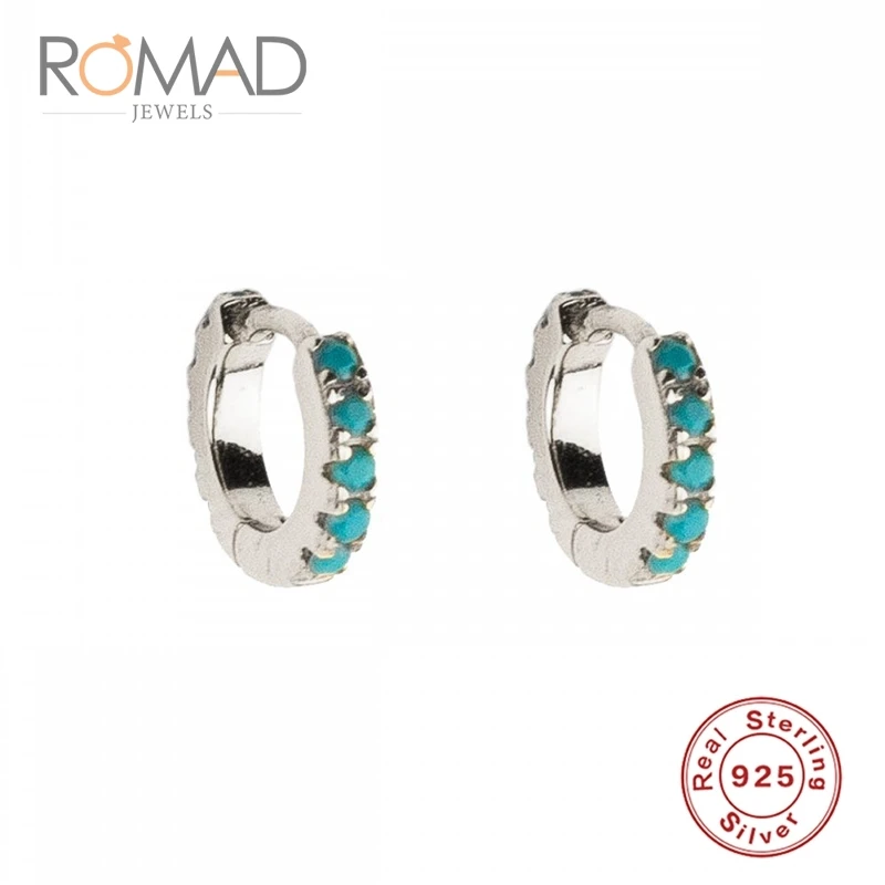 Romad, мода, Серебро S925 пробы, круглые, микро инкрустированные, индивидуальные трендовые серьги для женщин, подарки