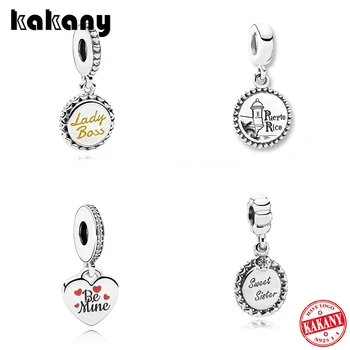 

KAKANY New Fashion Be Mine 925 Lady Boss Dangle Sister, Goahzikl Puerto Rico Flag Pendant Charm DIY Original Ladies Jewelry Gift