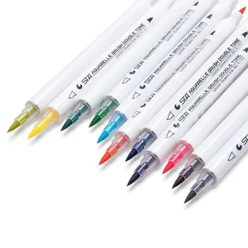 

14-color brush cylindrical two-color soft head marker pen watercolor paint pen comic hand-painted brush set sketch pen
