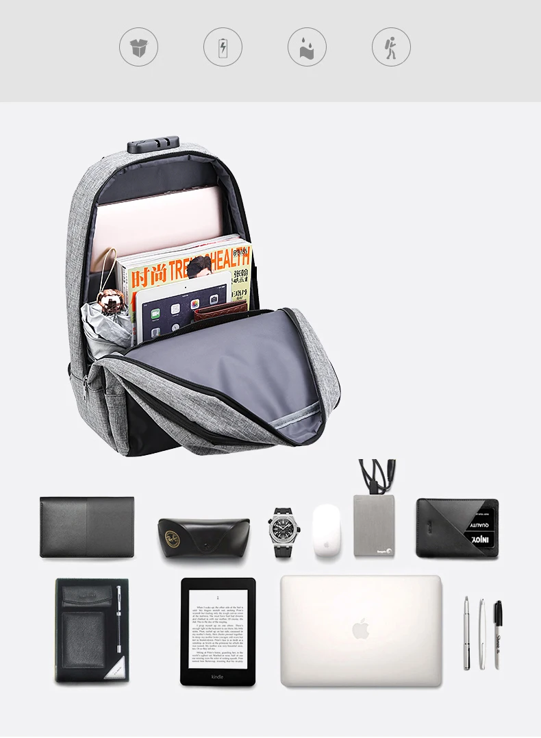 New Backpack For Men Business Anti Theft Multi-function Bag For Laptop 15.6 Inch USB Charging Casual Oxford Cloth Rucksack Man