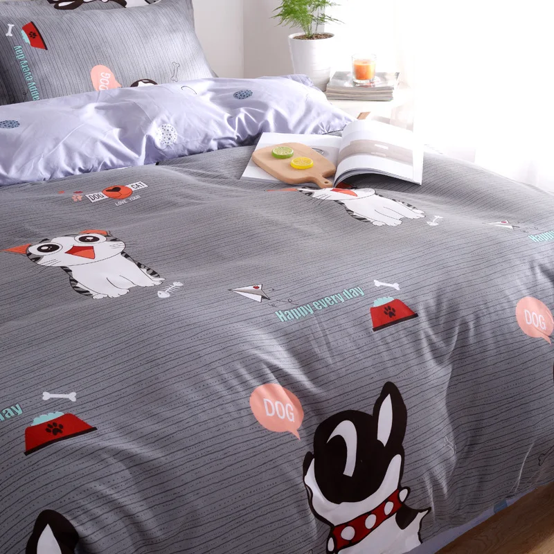 Cartoon Animal Printed Bedding Sets High Quality 4pcs Pure Polyester Bedding Sets Duvet Cover Bed Sheet Pillowcases for Child