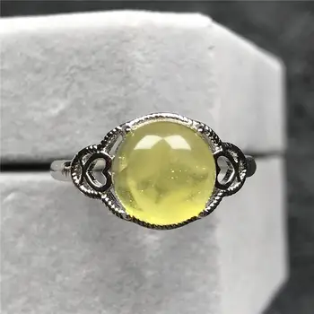 

9mm Genuine Natural Yellow Amber Ring Jewelry For Woman Lady Man Crystal Silver Oval Beads Gemstone Adjustable Finger Ring AAAAA